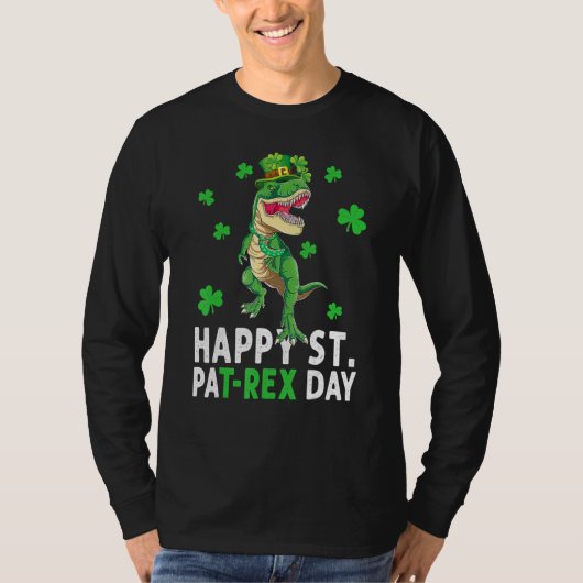 Happy St Pat T Rex Saint Patrick's Day Dinosaur Bo T-shirt (Voorkant)
