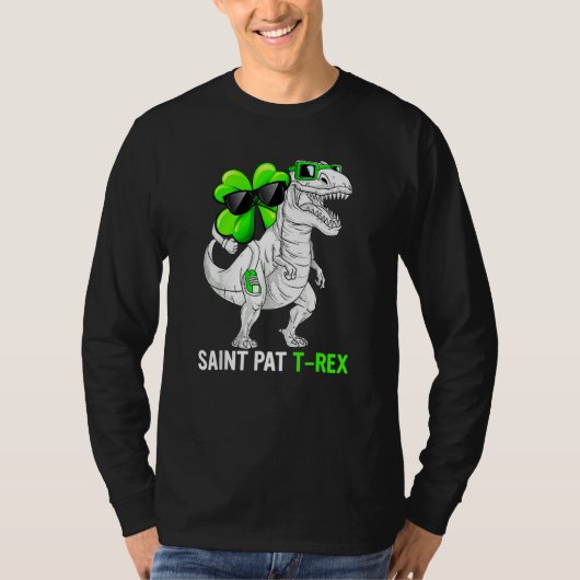Happy St Pat T Rex Saint Patrick's Day Dinosaur Bo T-shirt (Voorkant)