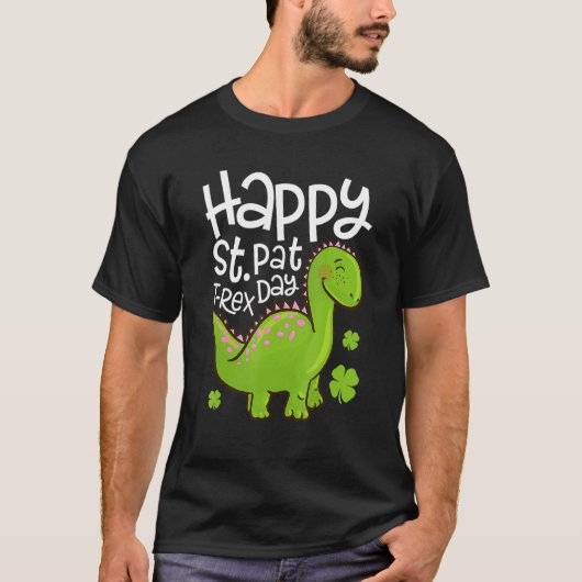 Happy St Pat T Rex Saint Patrick's Day Dinosaur Bo T-shirt (Voorkant)