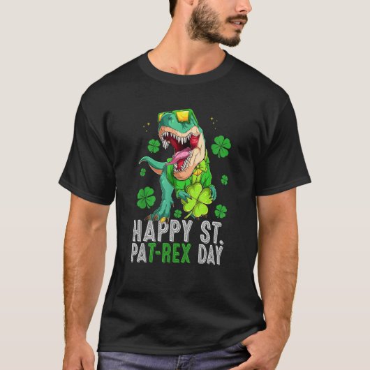 Happy St Pat T-Rex Saint Patrick's Day Dinosaur Bo T-shirt (Voorkant)