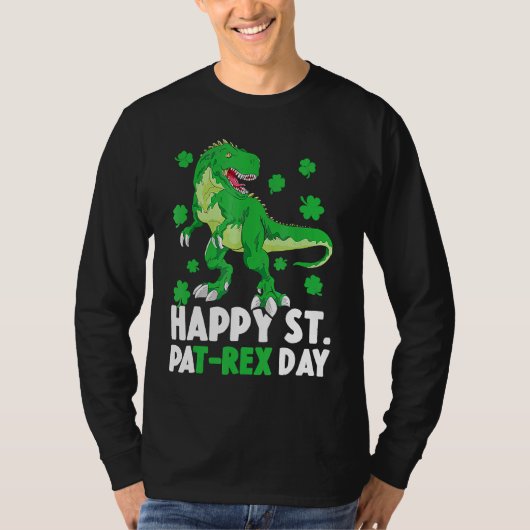 Happy St Pat T Rex Saint Patrick's Day Dinosaur Bo T-shirt (Voorkant)