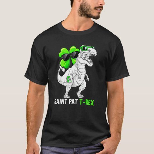 Happy St Pat T Rex Saint Patrick's Day Dinosaur Bo T-shirt (Voorkant)