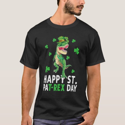 Happy St Pat T Rex Saint Patrick's Day Dinosaur Bo T-shirt (Voorkant)