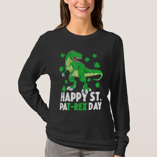 Happy St Pat T Rex Saint Patrick's Day Dinosaur Bo T-shirt (Voorkant)