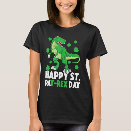 Happy St Pat T Rex Saint Patrick's Day Dinosaur Bo T-shirt (Voorkant)