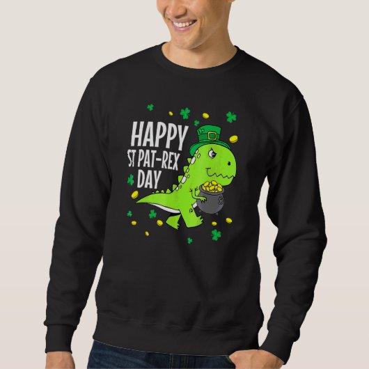 Happy St Pat T Rex Saint Patrick's Day Dinosaur Bo Trui (Voorkant)