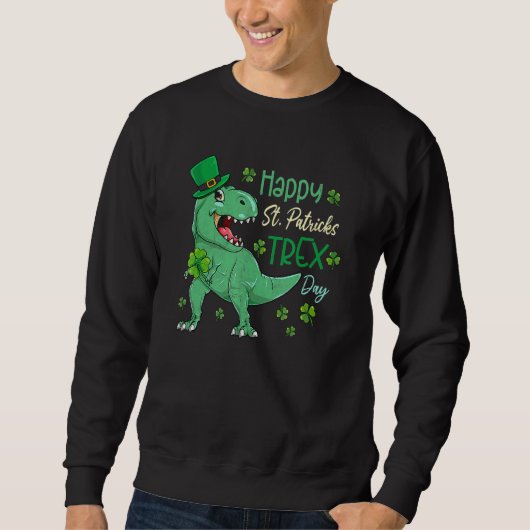 Happy St Pat T-Rex Saint Patrick's Day Dinosaur Bo Trui (Voorkant)