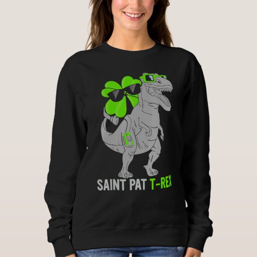 Happy St Pat T Rex Saint Patrick's Day Dinosaur Bo Trui (Voorkant)