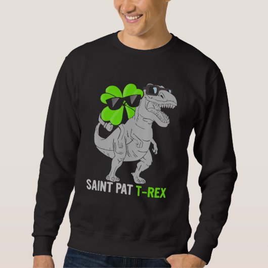 Happy St Pat T Rex Saint Patrick's Day Dinosaur Bo Trui (Voorkant)