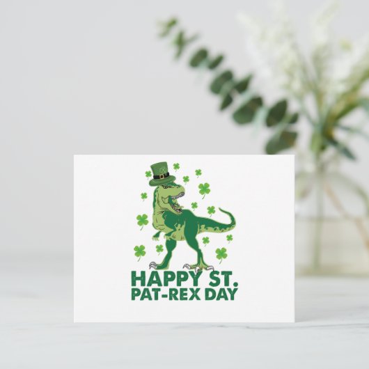 Happy St Pat T-Rex Saint Patrick's Day Dinosaur Briefkaart (Staand voorkant)