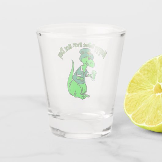 Happy St Pat T-Rex Saint Patrick's Day Dinosaur Shot Glas (Achterkant)