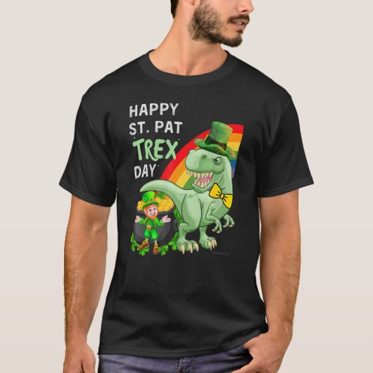 Happy St Pat T Rex Saint Patrick's Day Dinosaur T-shirt (Voorkant)