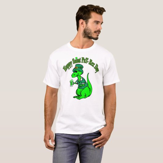 Happy St Pat T-Rex Saint Patrick's Day Dinosaur T- T-shirt (Voorkant volledig)