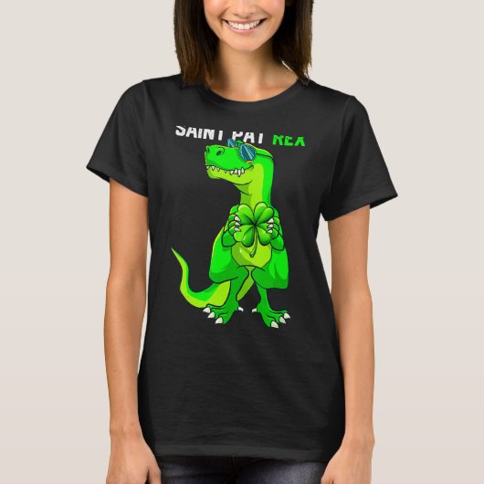 Happy St Pat T Rex Saint Patrick's Day Funny Dinos T-shirt (Voorkant)