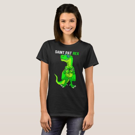 Happy St Pat T Rex Saint Patrick's Day Funny Dinos T-shirt (Voorkant volledig)