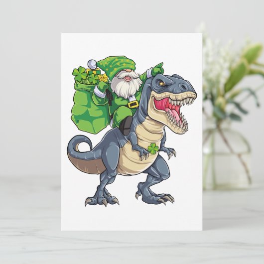 Happy St Pat T Rex Saint Patrick's Day Leprechaun Bedankkaart (Staand voorkant)