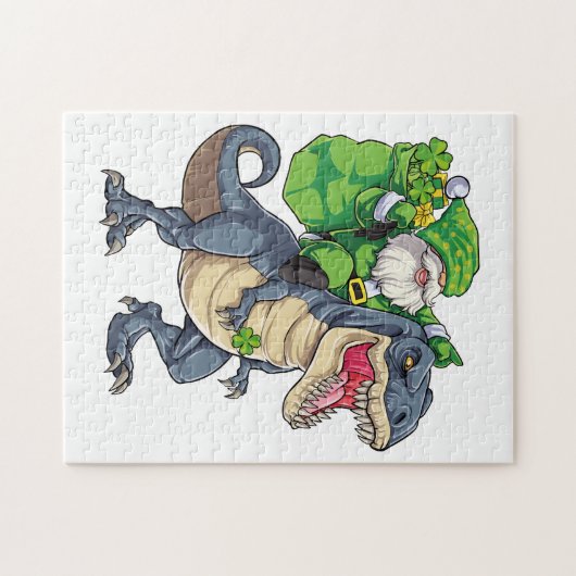 Happy St Pat T Rex Saint Patrick's Day Leprechaun Legpuzzel (Horizontaal)