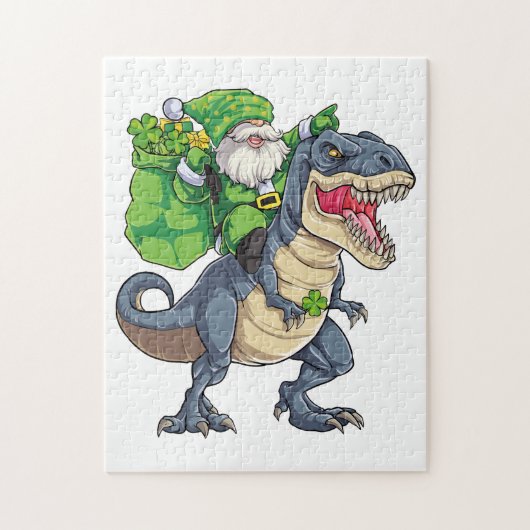 Happy St Pat T Rex Saint Patrick's Day Leprechaun Legpuzzel (Verticaal)
