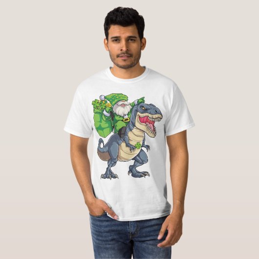 Happy St Pat T Rex Saint Patrick's Day Leprechaun T-shirt (Voorkant volledig)