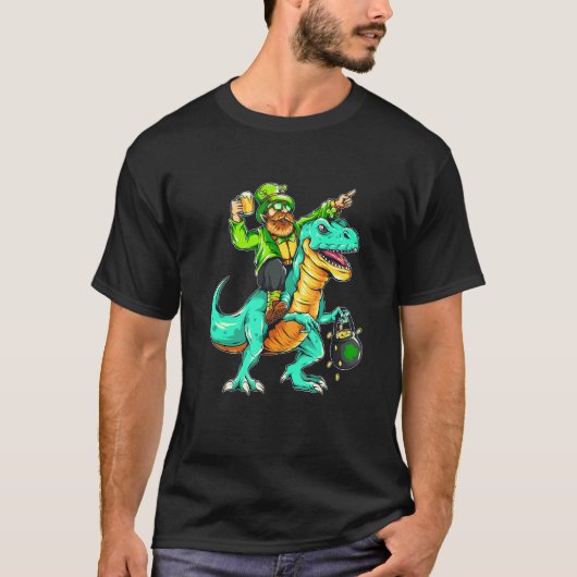 Happy St Pat T Rex Saint Patrick's Day Leprechaun T-shirt (Voorkant)