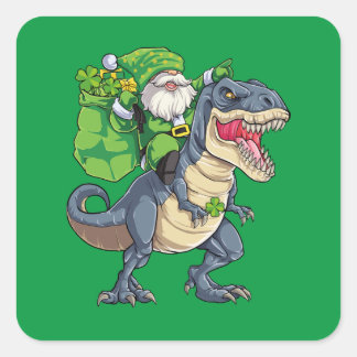 Happy St Pat T Rex Saint Patrick's Day Leprechaun Vierkante Sticker