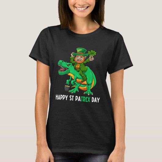 Happy St Pat Trex Day Dino St Patricks Day Leprech T-shirt (Voorkant)