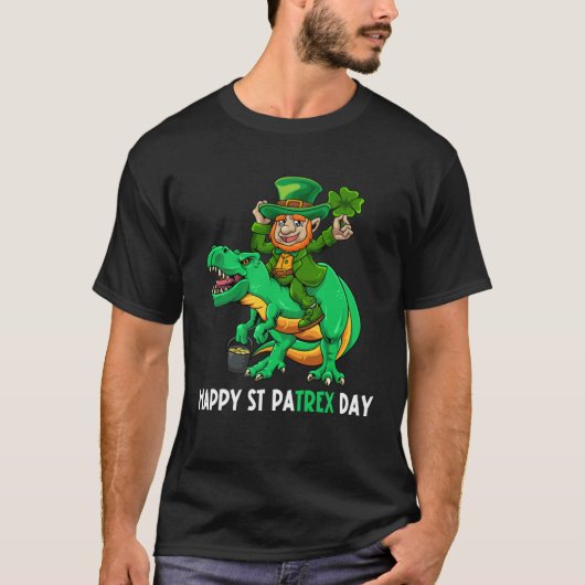 Happy St Pat Trex Day Dino St Patricks Day Leprech T-shirt (Voorkant)