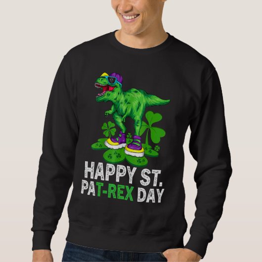 Happy St Pat Trex Day Dino St Patricks Day Toddle Trui (Voorkant)