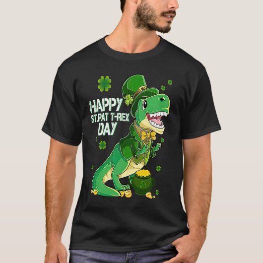 Happy St Pat Trex Day Dino St Patricks Day Toddler T-shirt (Voorkant)
