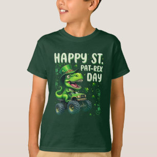 Happy St. Pat Trex Day Dinosaur met Shamrocks T-shirt