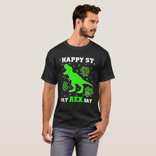 Happy St Pat Trex Day Dinosaur Patricks Day Leprec T-shirt (Voorkant volledig)
