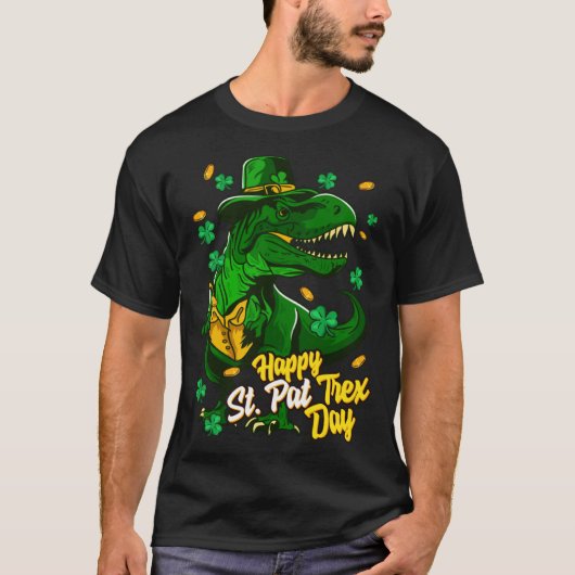 Happy St Pat Trex Day  Dinosaur St Patrick's Day P T-shirt (Voorkant)