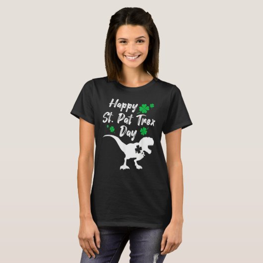Happy St Pat Trex Day Dinosaur St Patrick's Day T-shirt (Voorkant volledig)