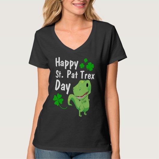 Happy St. Pat Trex Day Dinosaur St. Patrick's Day T-shirt (Voorkant)