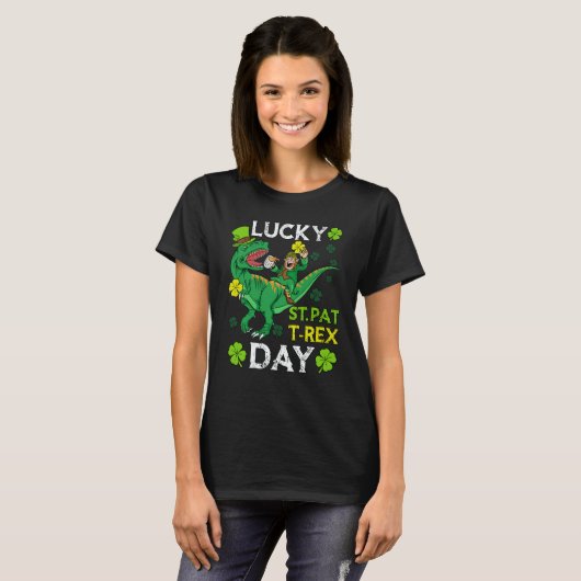 Happy St Pat Trex Day Dinosaur St Patricks Day Tod T-shirt (Voorkant volledig)