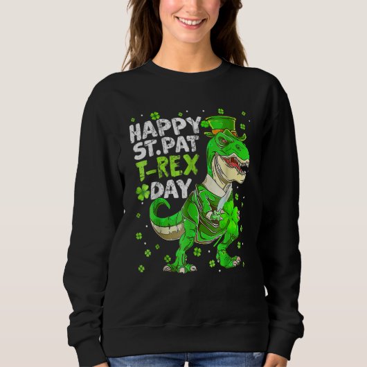 Happy St Pat Trex Day Dinosaur St Patricks Day Tod Trui (Voorkant)