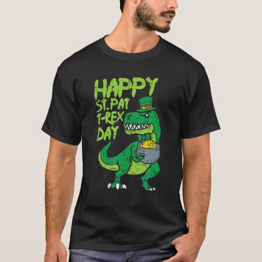 Happy St Pat Trex Day Funny Patricks Day Dinosaur T-shirt (Voorkant)