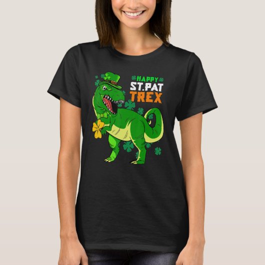 Happy St Pat Trex Day Saint Patrick Dinosaur Boys T-shirt (Voorkant)