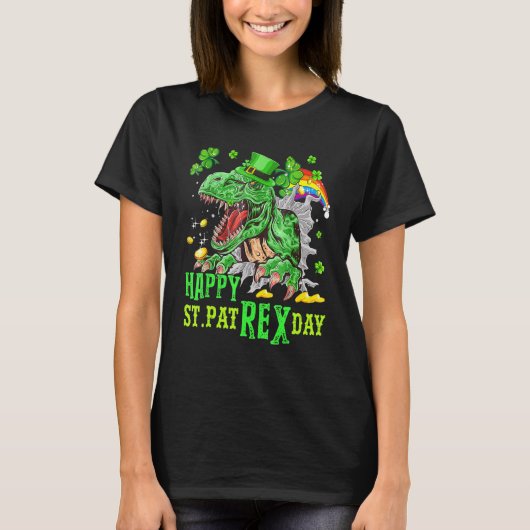 Happy St Pat Trex Day Saint Patrick Dinosaur Boys T-shirt (Voorkant)
