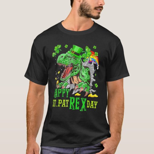 Happy St Pat Trex Day Saint Patrick Dinosaur Boys T-shirt (Voorkant)