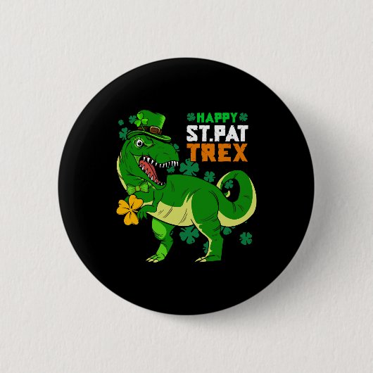 Happy St Pat Trex Day Saint Patricks Dinosaurus Ronde Button 5,7 Cm (Voorkant)