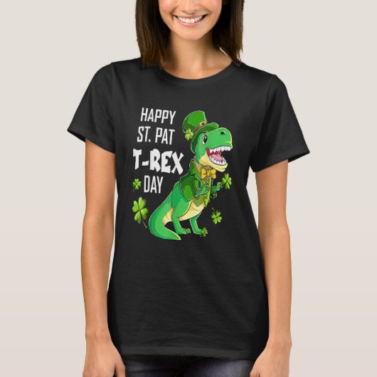 Happy St Pat Trex Day St Patricks Day Dinosaur Luc T-shirt (Voorkant)