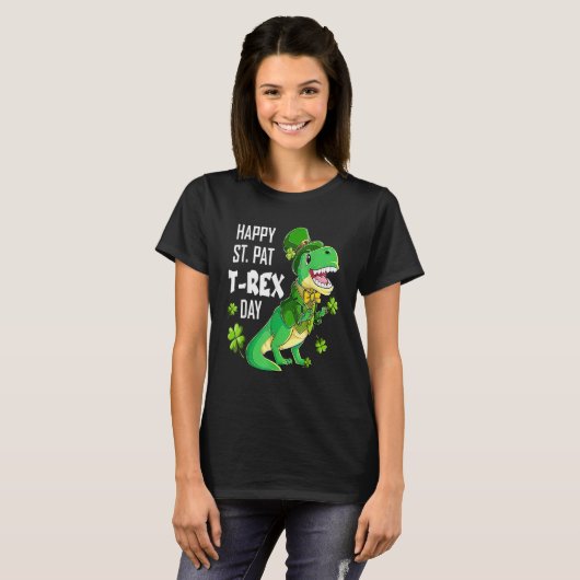 Happy St Pat Trex Day St Patricks Day Dinosaur Luc T-shirt (Voorkant volledig)