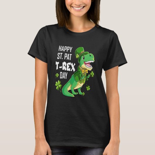 Happy St Pat Trex Day St Patricks Day Dinosaur Luc T-shirt (Voorkant)