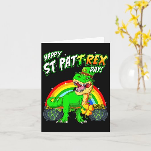 Happy St Pat Trex Day St Patricks Day Schattige Di Kaart (Gele Bloem)