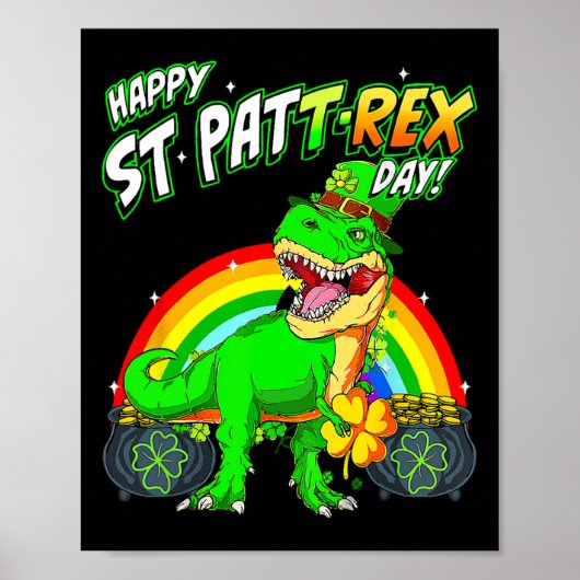 Happy St Pat Trex Day St Patricks Day Schattige Di Poster (Voorkant)