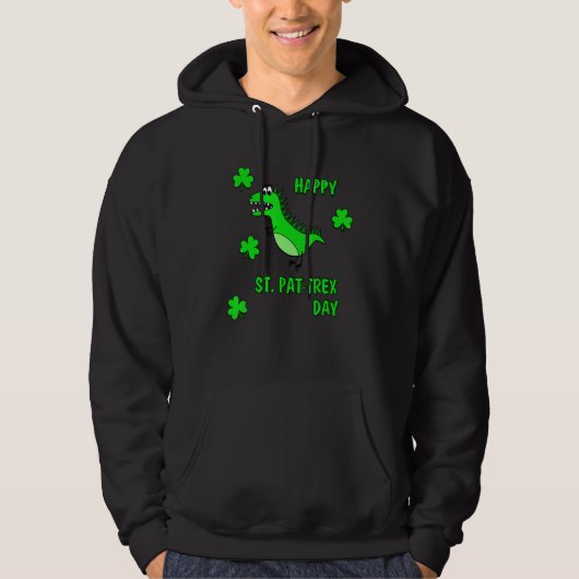 Happy St Pat Trex Saint Patrick's Day Dinosaur Kid Hoodie (Voorkant)