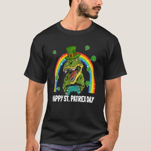 Happy St Patrex Day Dinosaur Leprechaun Pet Video T-shirt (Voorkant)