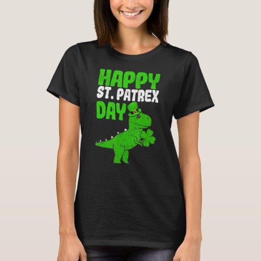 Happy St Patrex Day Irish Rex Saint Patricks Dino T-shirt (Voorkant)