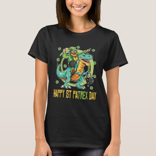 Happy St Patrex Day Rex Dinosaur Shamrock C leaf T-shirt (Voorkant)